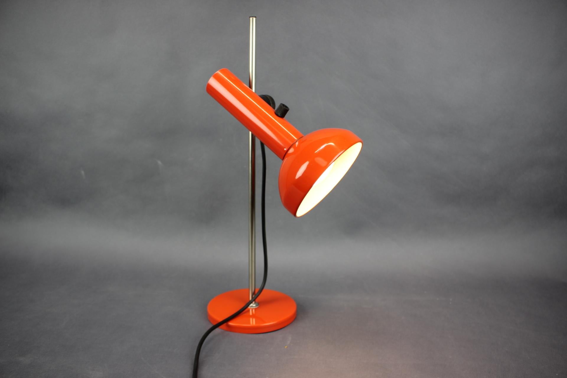 1970s German Orange Adjustable Desk Lamp Bauhaus Style