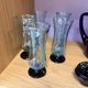 Set of 5 champagne flutes / hand-blown glass juice glasses.