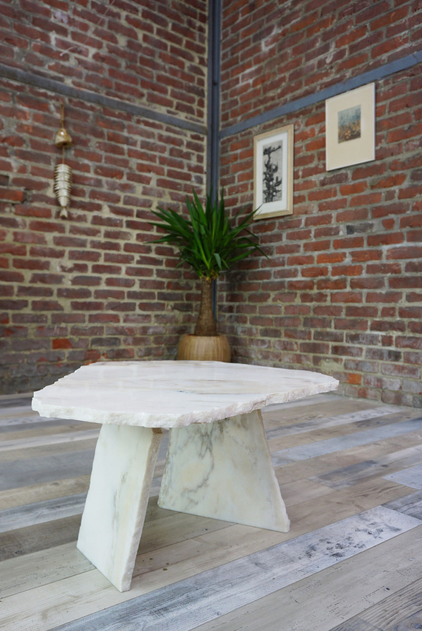 Brutalist design marble coffee table