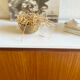 Large vintage sideboard 248 cm – wood & white mineral concrete top –
