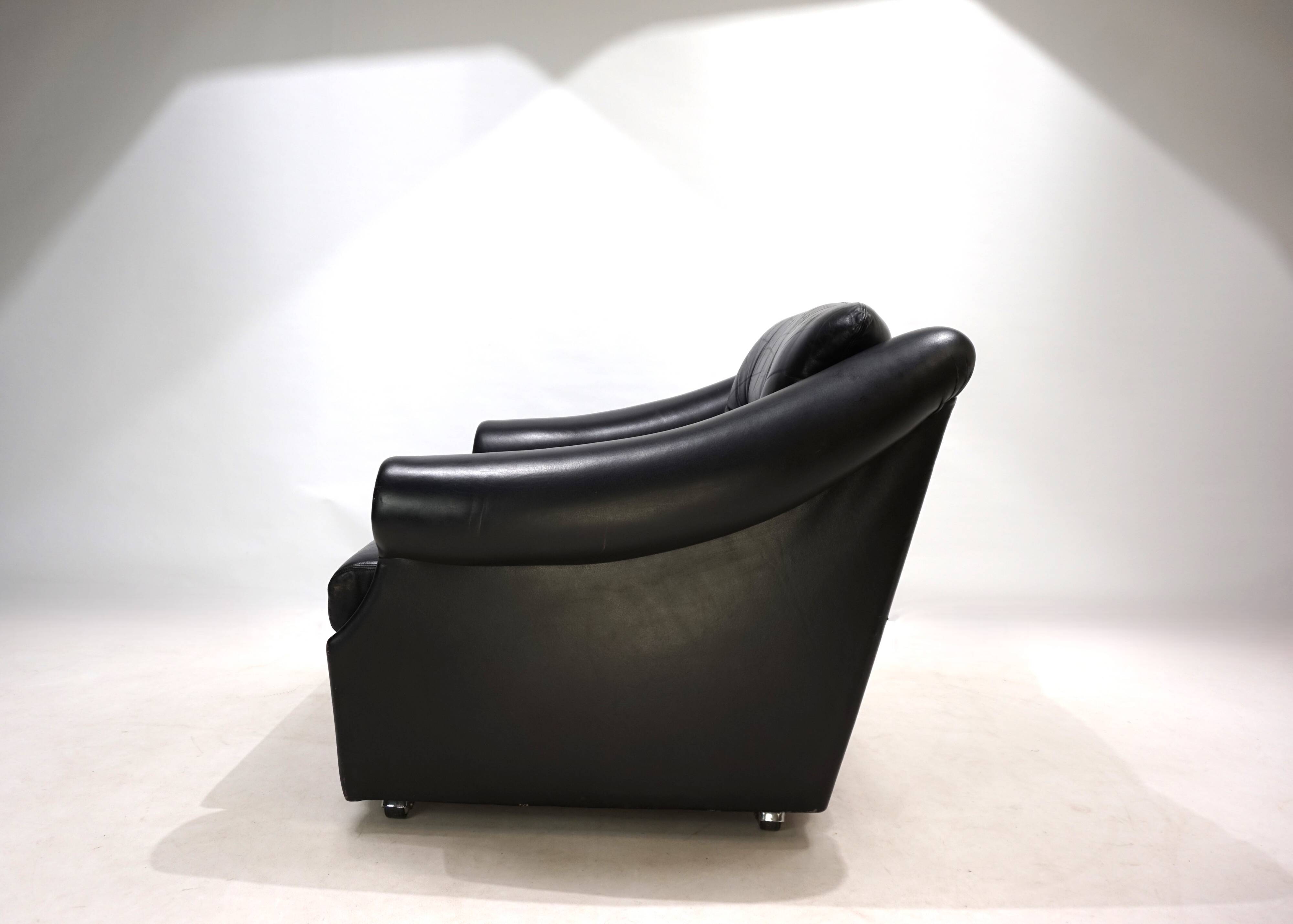 Fauteuil Art Déco en cuir, France 1960