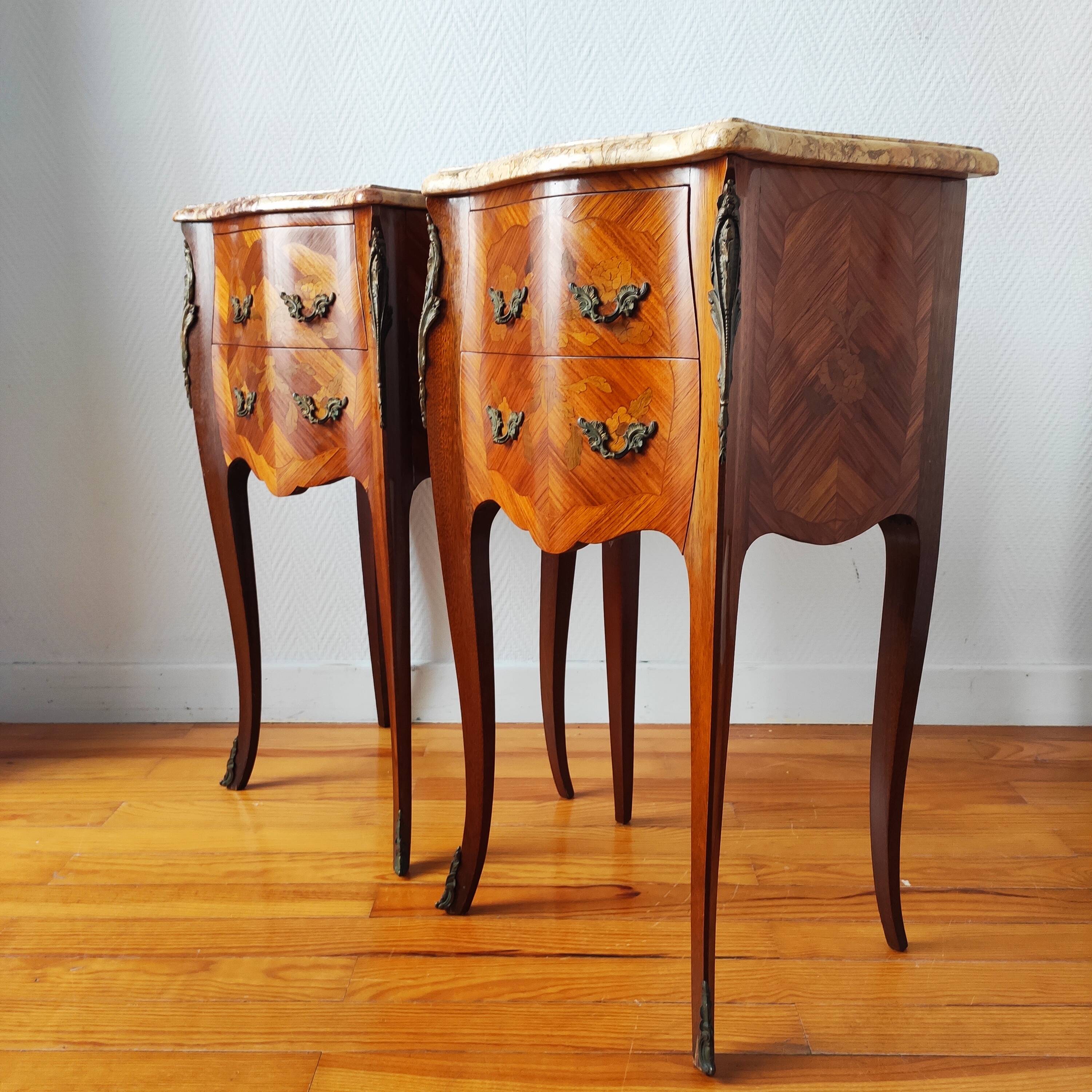 Pair of Louis XV style bedside tables