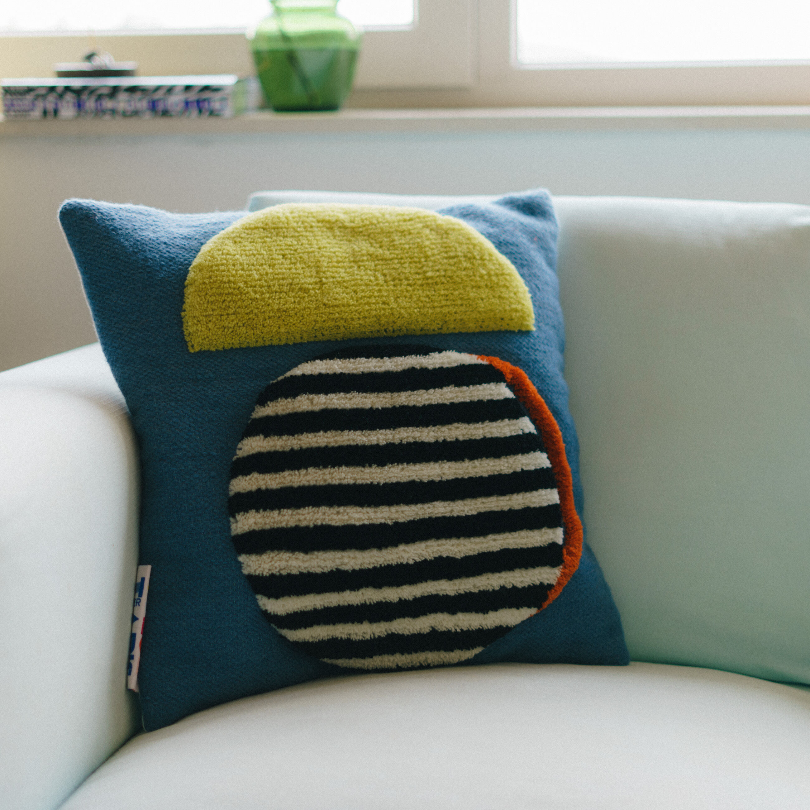 Handmade wool cushion cover yellow lamp 45 x 45 cm