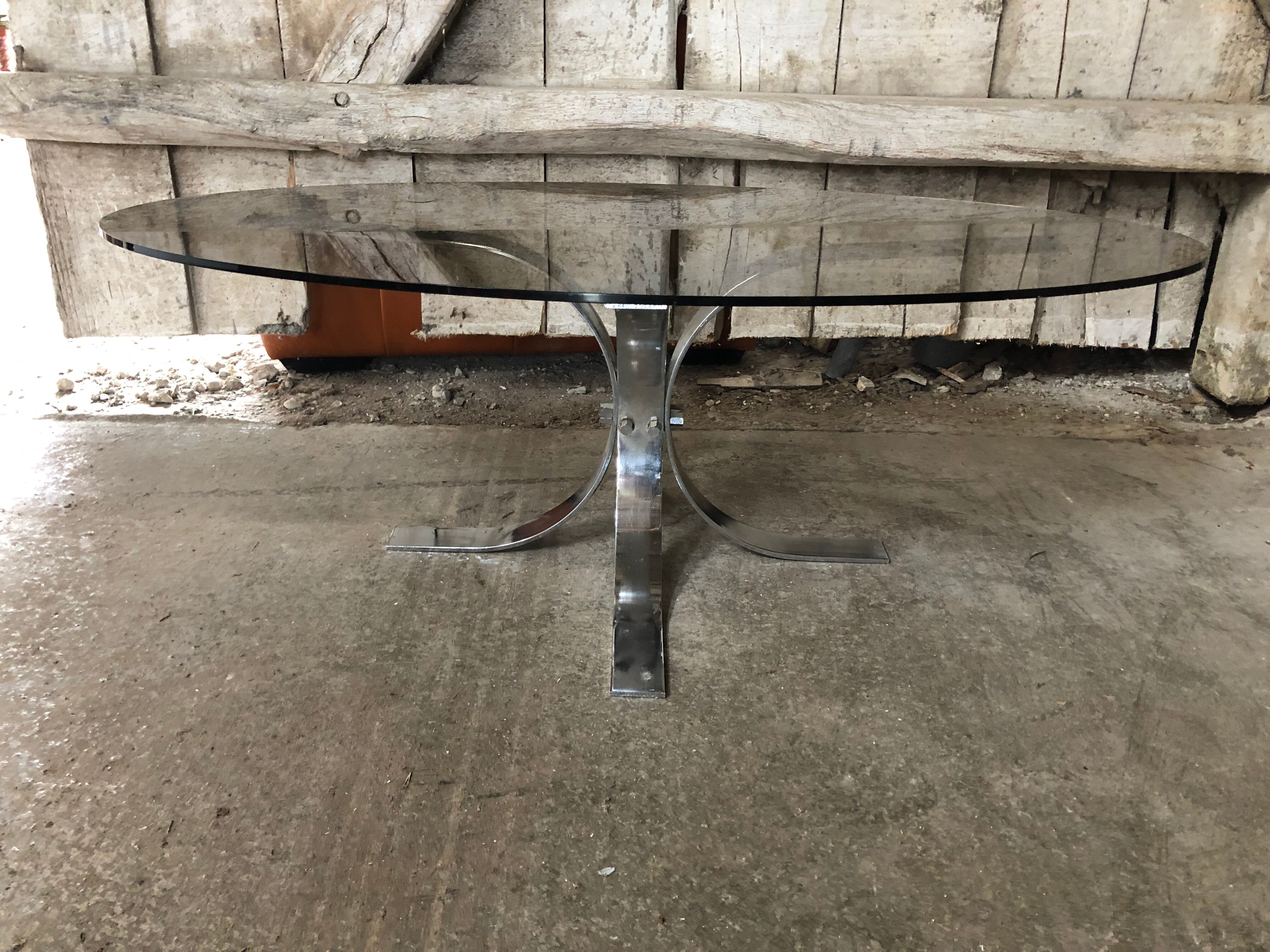 Old coffee table design chrome foot curved