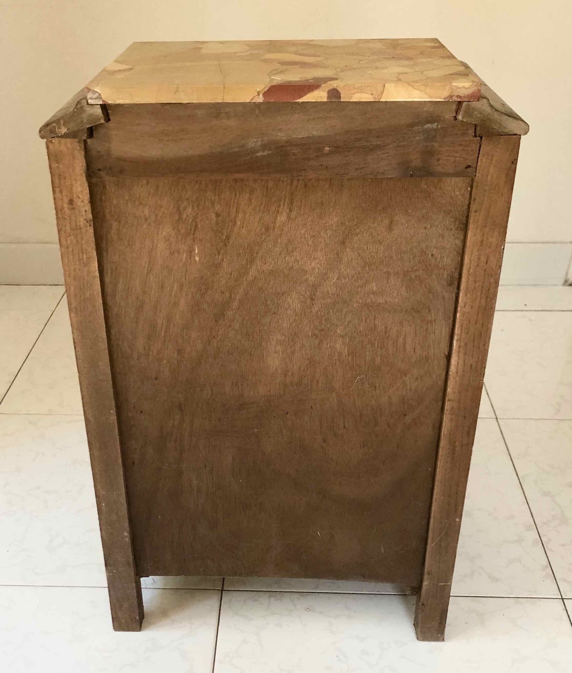 Wooden bedside table and art nouveau marble