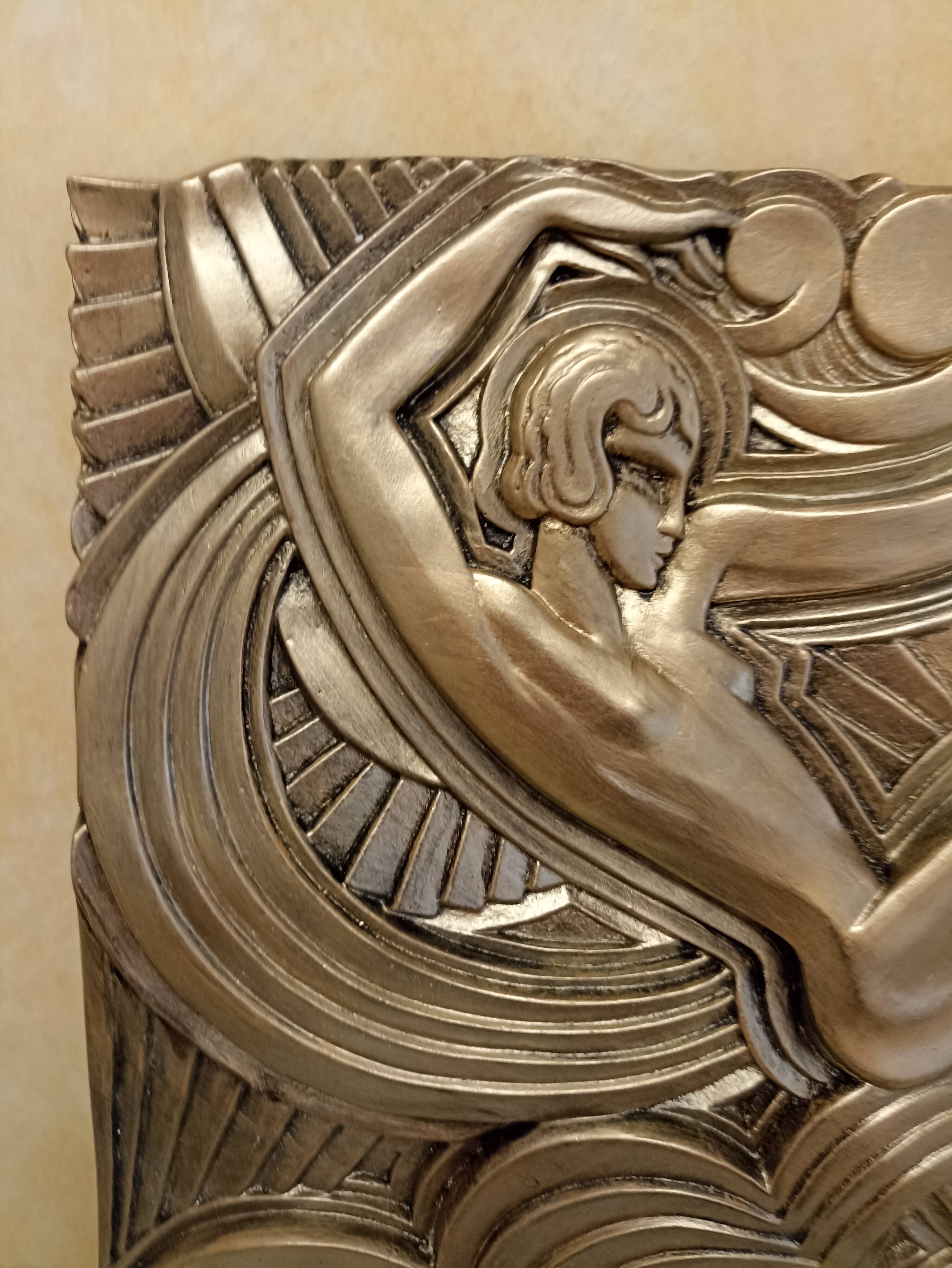 Large Art Deco bas-relief dancer "Folies bergère" after Maurice Picaud