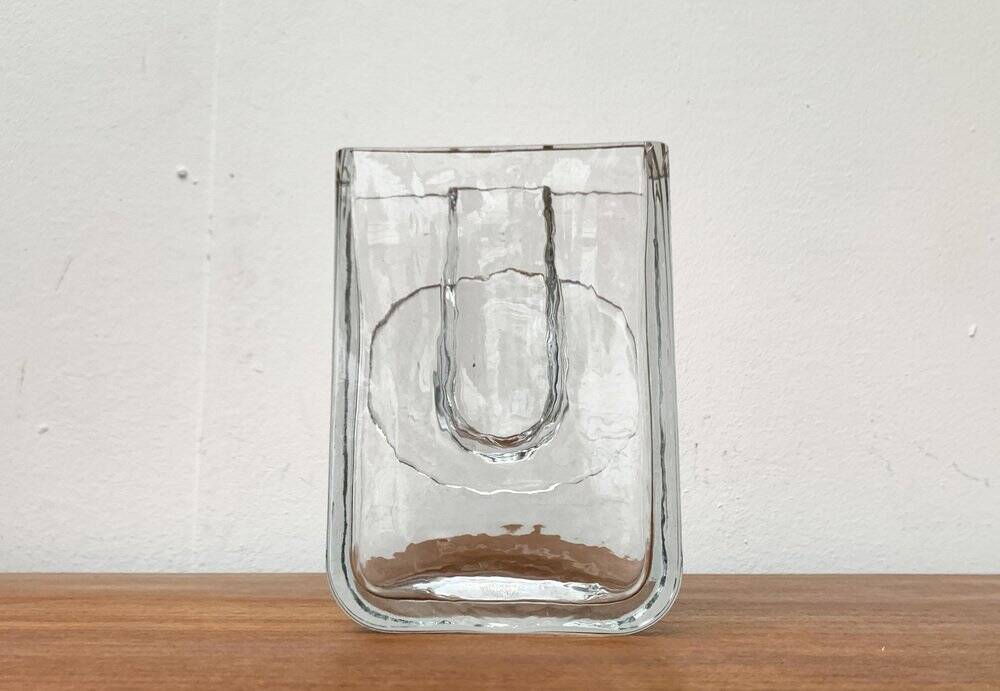 Postmodern glass block vase by Rosenthal, 1980s.