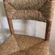 Brutalist vintage beech chair and mid-century straw