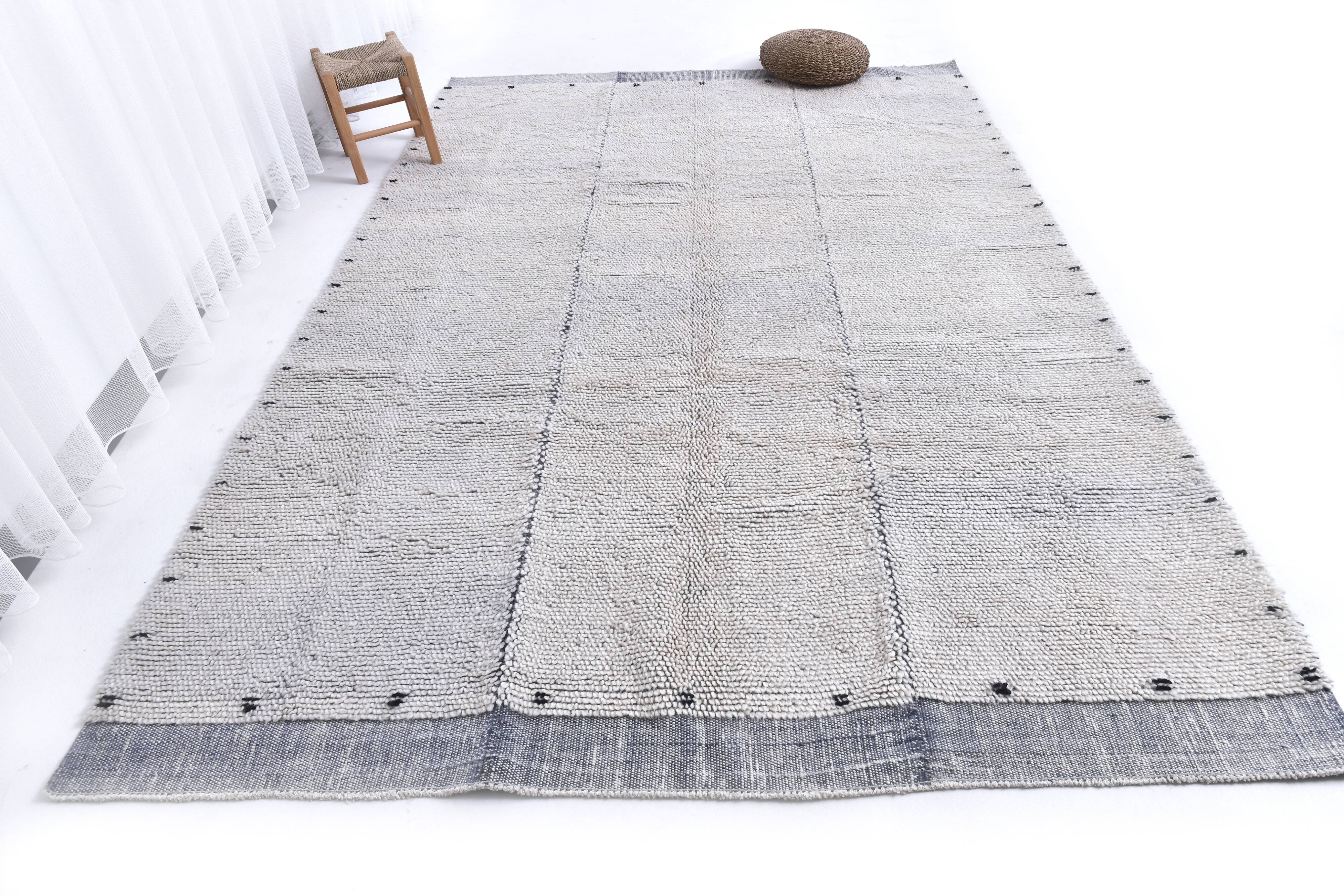 blue wool maroccan style large rug, 300x200 cm wool blue rug