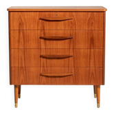 Teak chest of drawers with brass ferrules