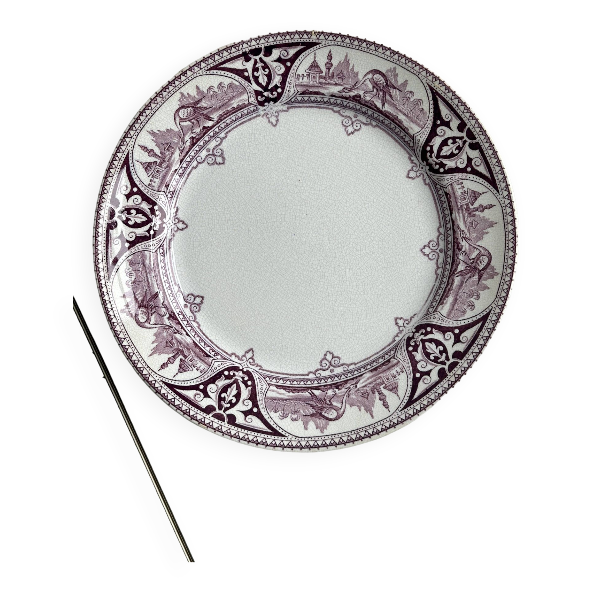 Antique English decorative porcelain plate "Poonah" by Brown-Westhead,