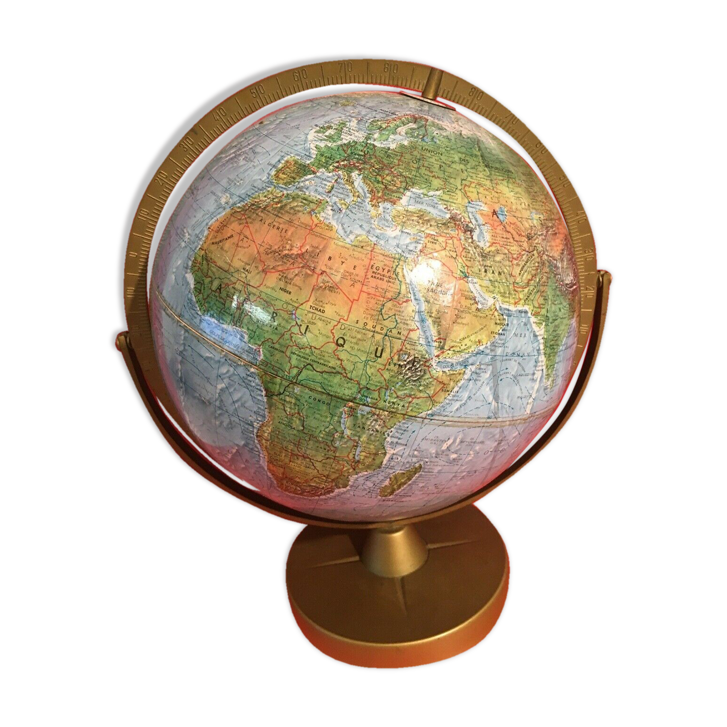 Mappemonde globe terrestre scan globe A/S Danemark carton & laiton & métal