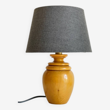 Solid wood and vintage fabric lamp