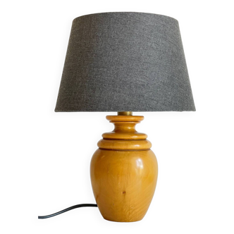 Solid wood and vintage fabric lamp