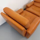 Paire de fauteuils lounge vintage en cuir des années 60 70