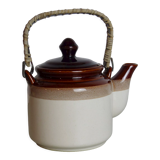 Teapot in beige and brown stoneware