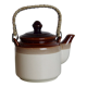 Teapot in beige and brown stoneware