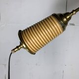 Italian adjustable floor lamp in pencil reed bamboo rattan and brass, 1970s