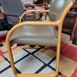 Scandinavian armchair in beech and leather