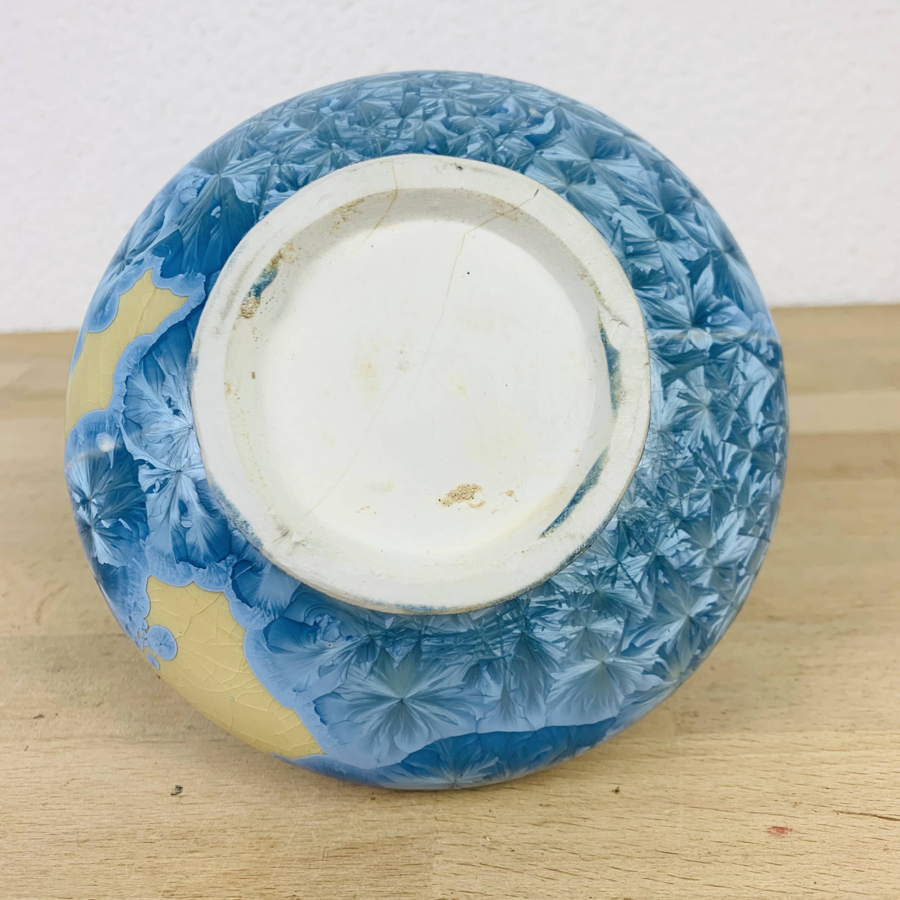 Crystalline enamel vase, blue