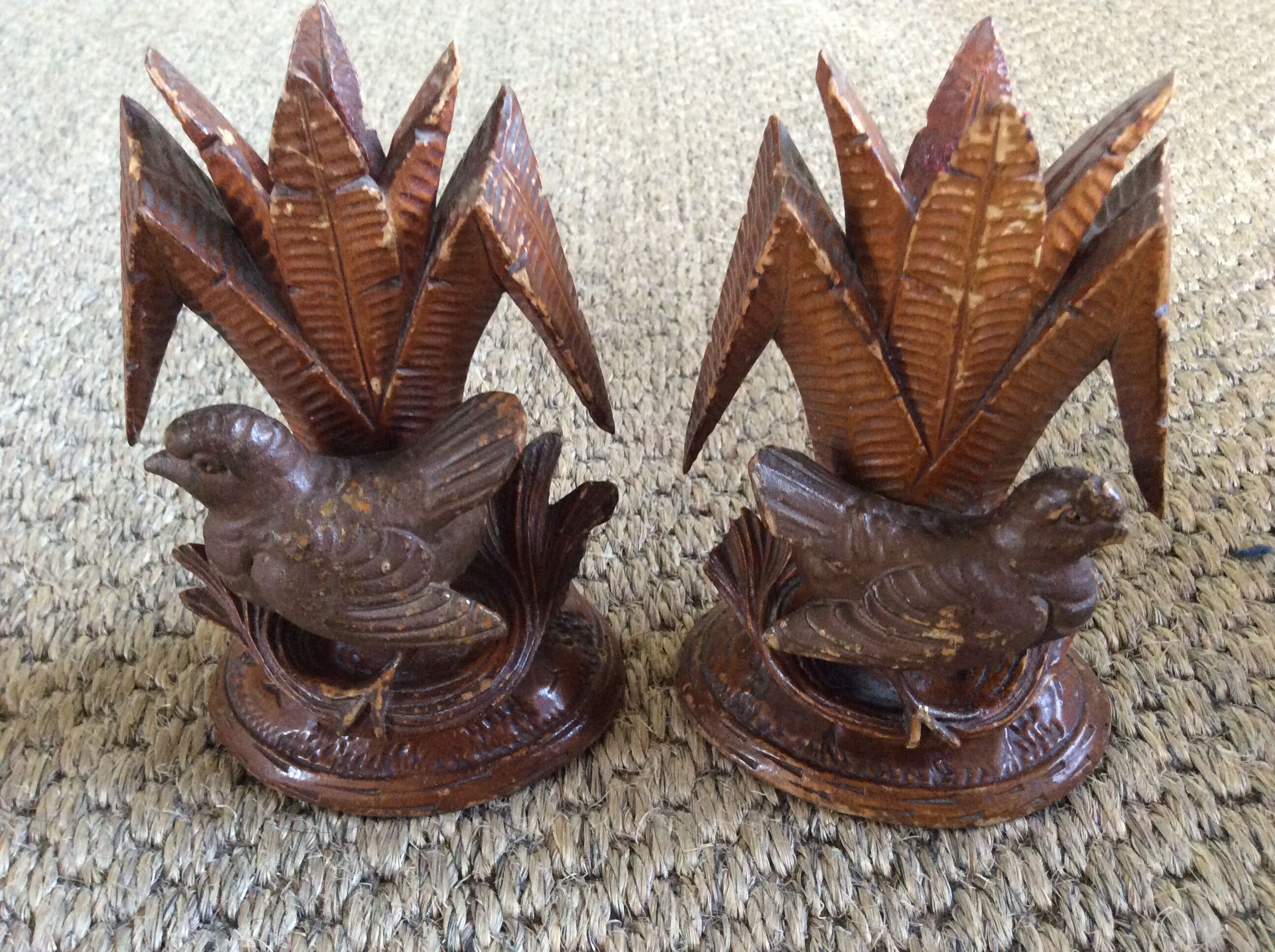 2 wooden candle holders