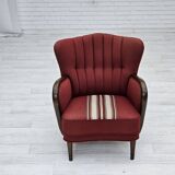 1960s, Danish armchair by Alfred Christensen, red furniture wool fabric.