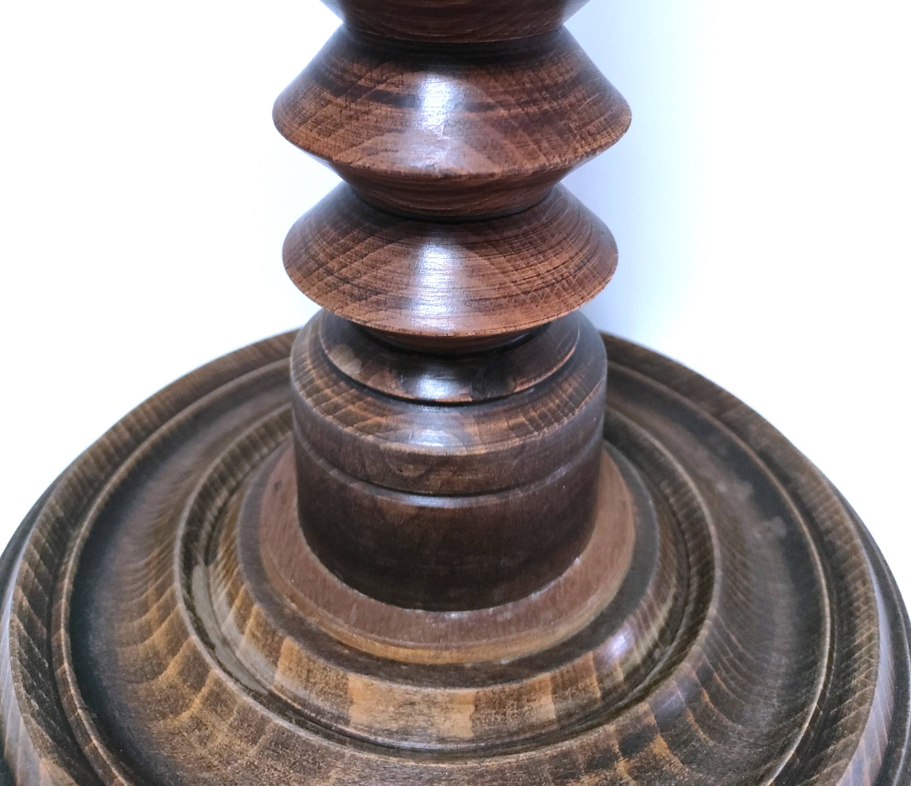 XL turned wooden lamp base H.47 cm 1950s design
