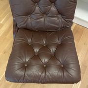 Chaise pliante « Uno » en cuir marron par Ekornes, Norvège, années 1970