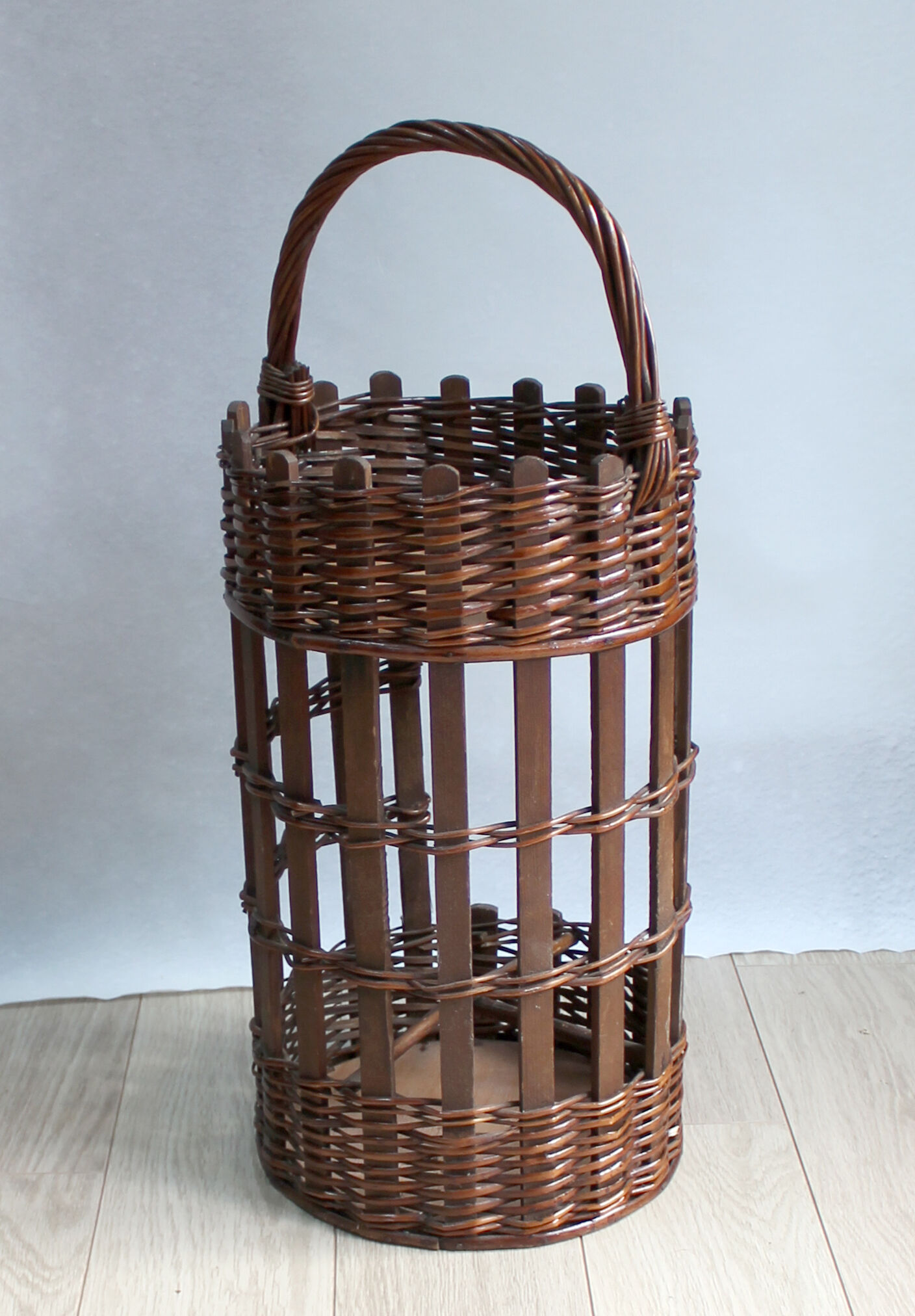 Bottle and glass door wicker basket