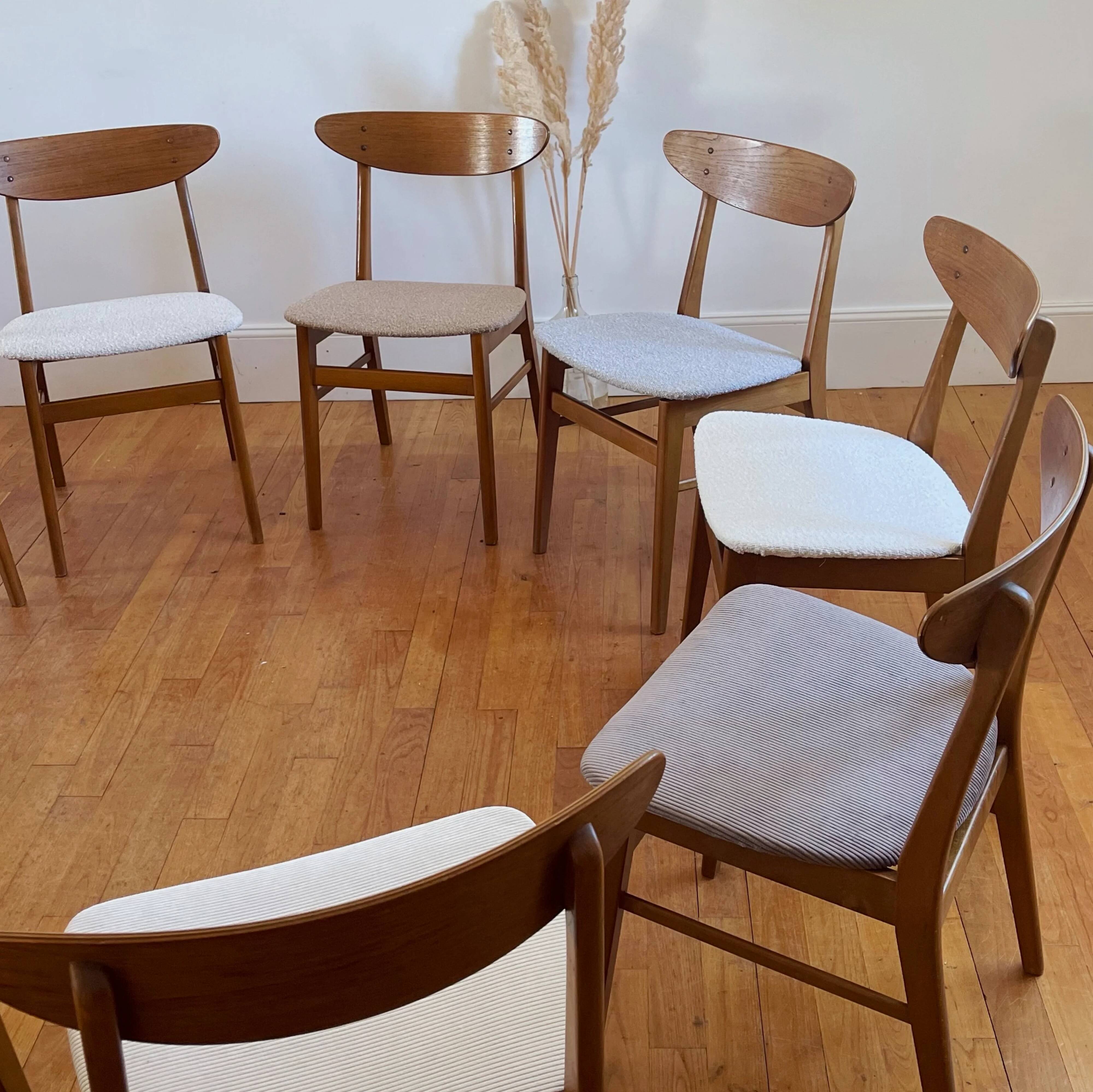 Vintage Farstrup 210 Scandinavian chairs in stained beech and teak