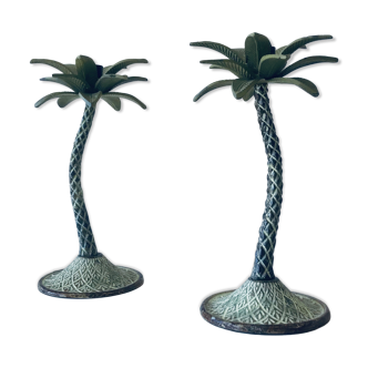 Pair of palm candlesticks