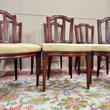 Set of Six Louis XVI Style Oak Chairs