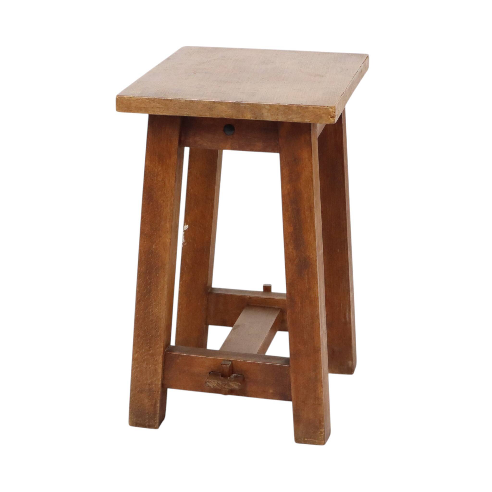 Charming Old Wooden Stool from Southern France – Rustic 1950s Style