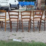 6 antique mulched chairs