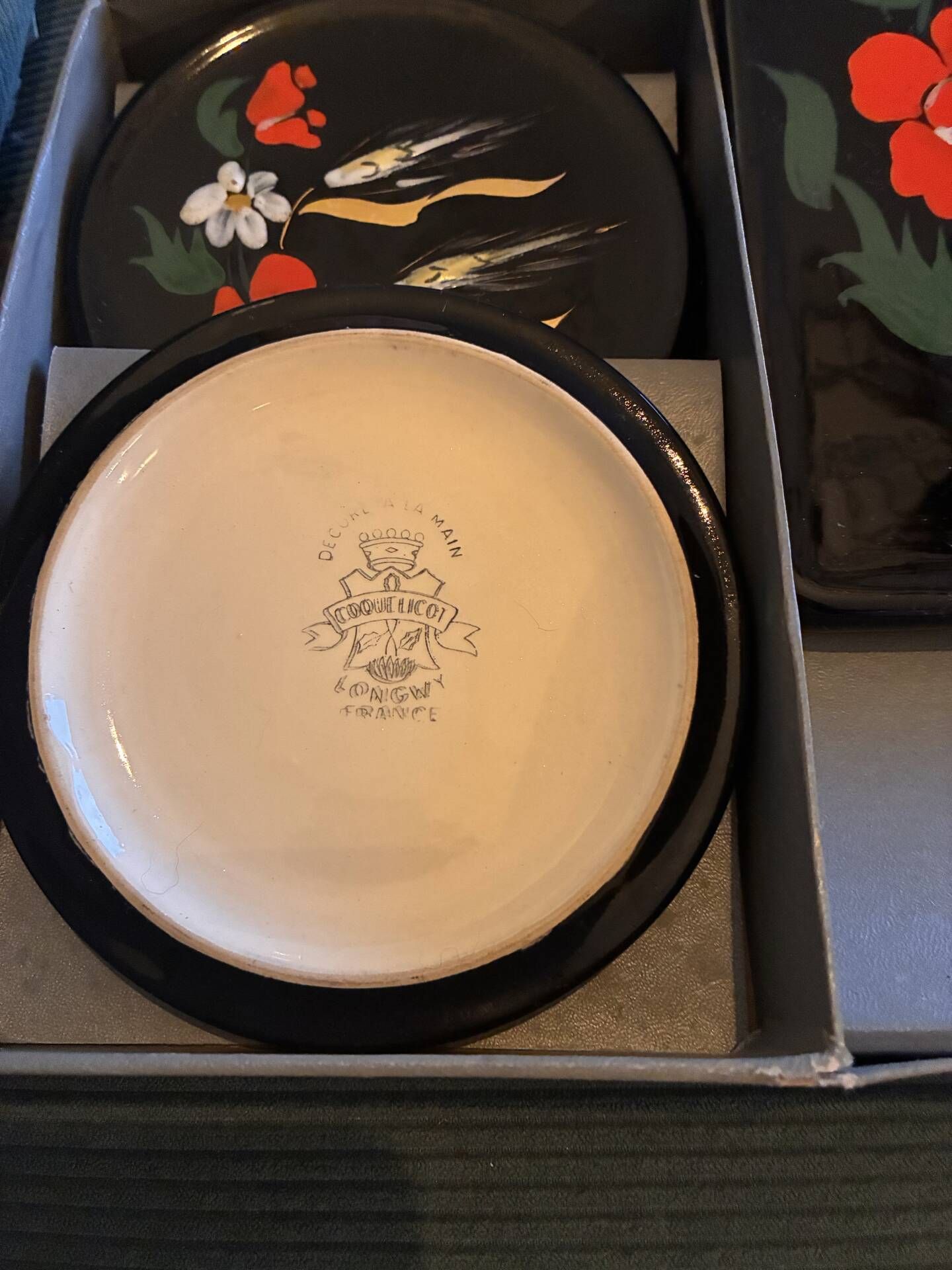 Vintage Table Set Enamels of Longwy – L. Valenti (Original Box)