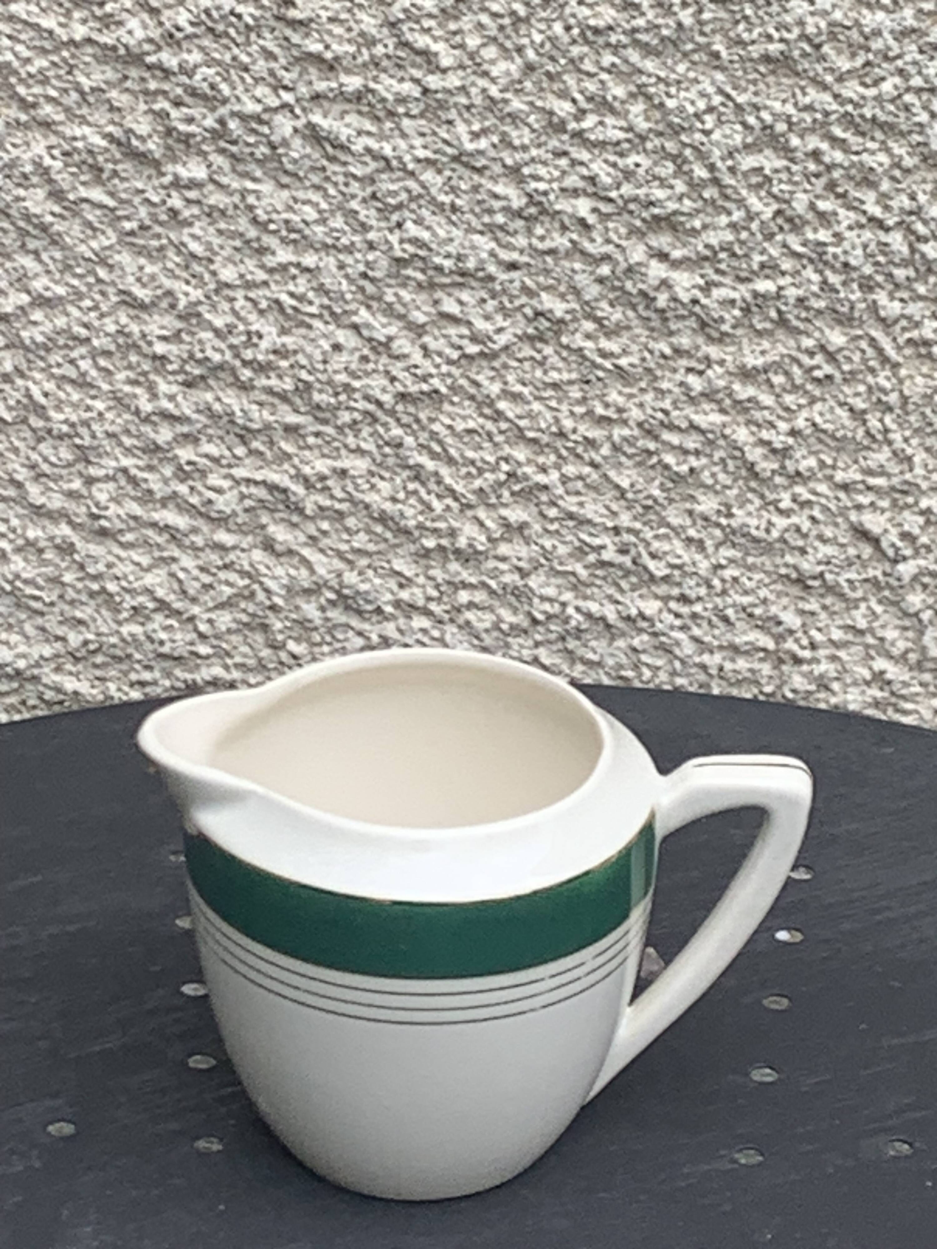 Coffee maker, milk jug and sugar bowl, Lumière, Digoin and Sarreguemines models