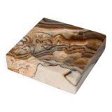 Beige-Black-Brown Marble Ashtray, Italian 1970s Design, Heavy Sculptural Table Decor