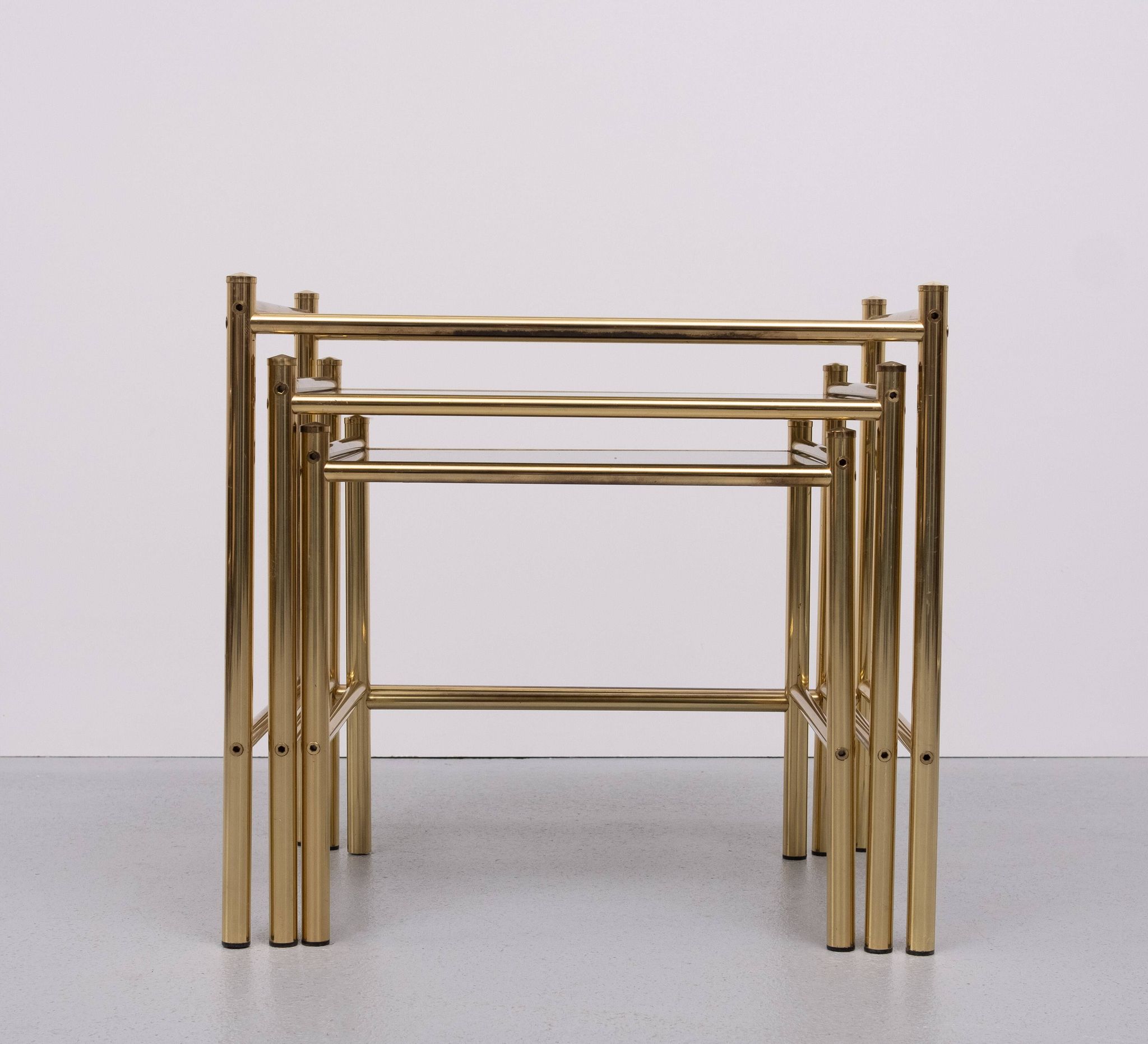 Brass nesting tables Hollywood Regency 1970s France