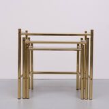 Brass nesting tables Hollywood Regency 1970s France