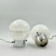 Vintage 70s Glass Table Lamps – White Glass with Metal Stand, Set of 2