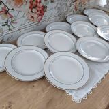 Lot de 12 assiettes dessert en porcelaine double liseré doré Ligne Hôtesse