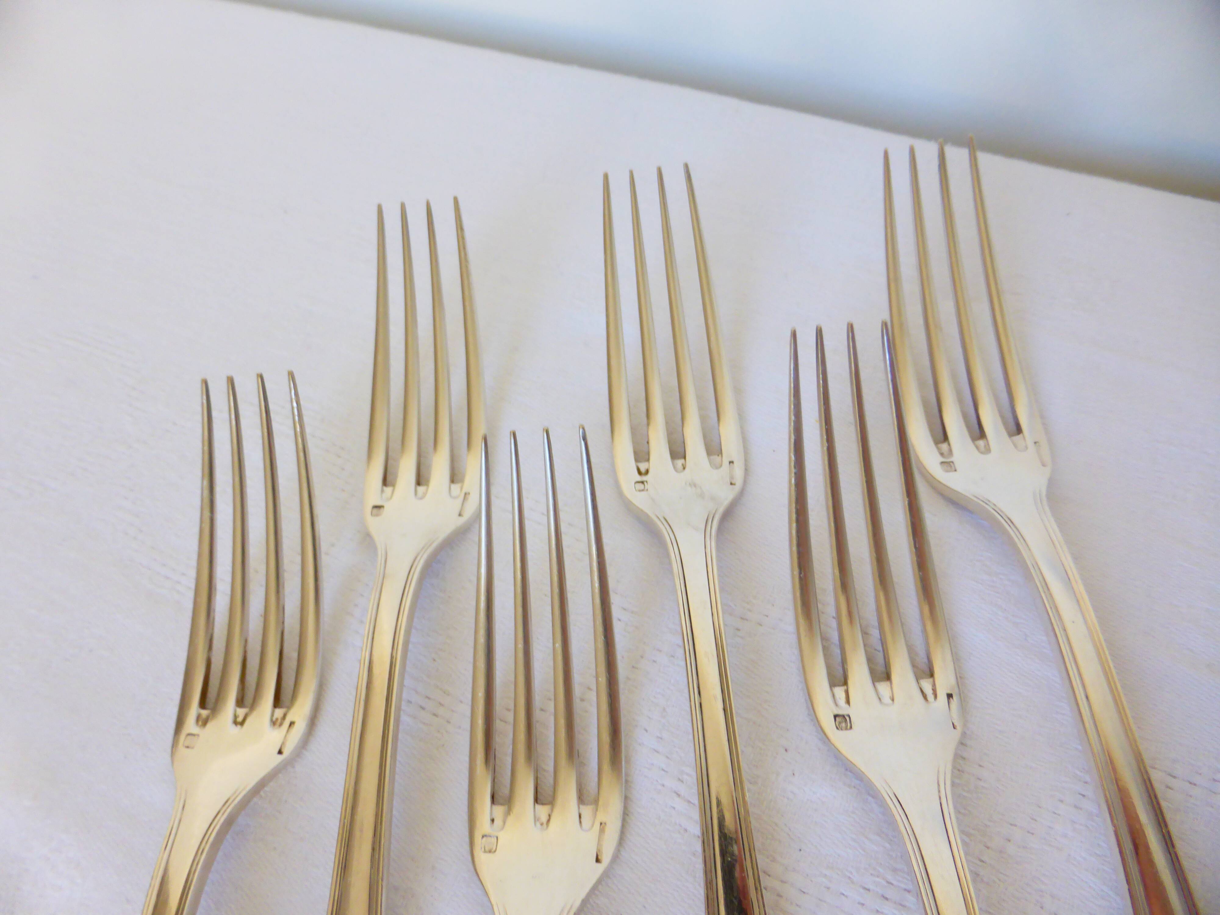 6 Christofle art deco style silver plated forks