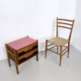 Walnut Nightstand attr. to Ico Parisi with a Pink Top and Black Drawers