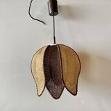 Vintage lotus flower pendant in two-tone braided rope