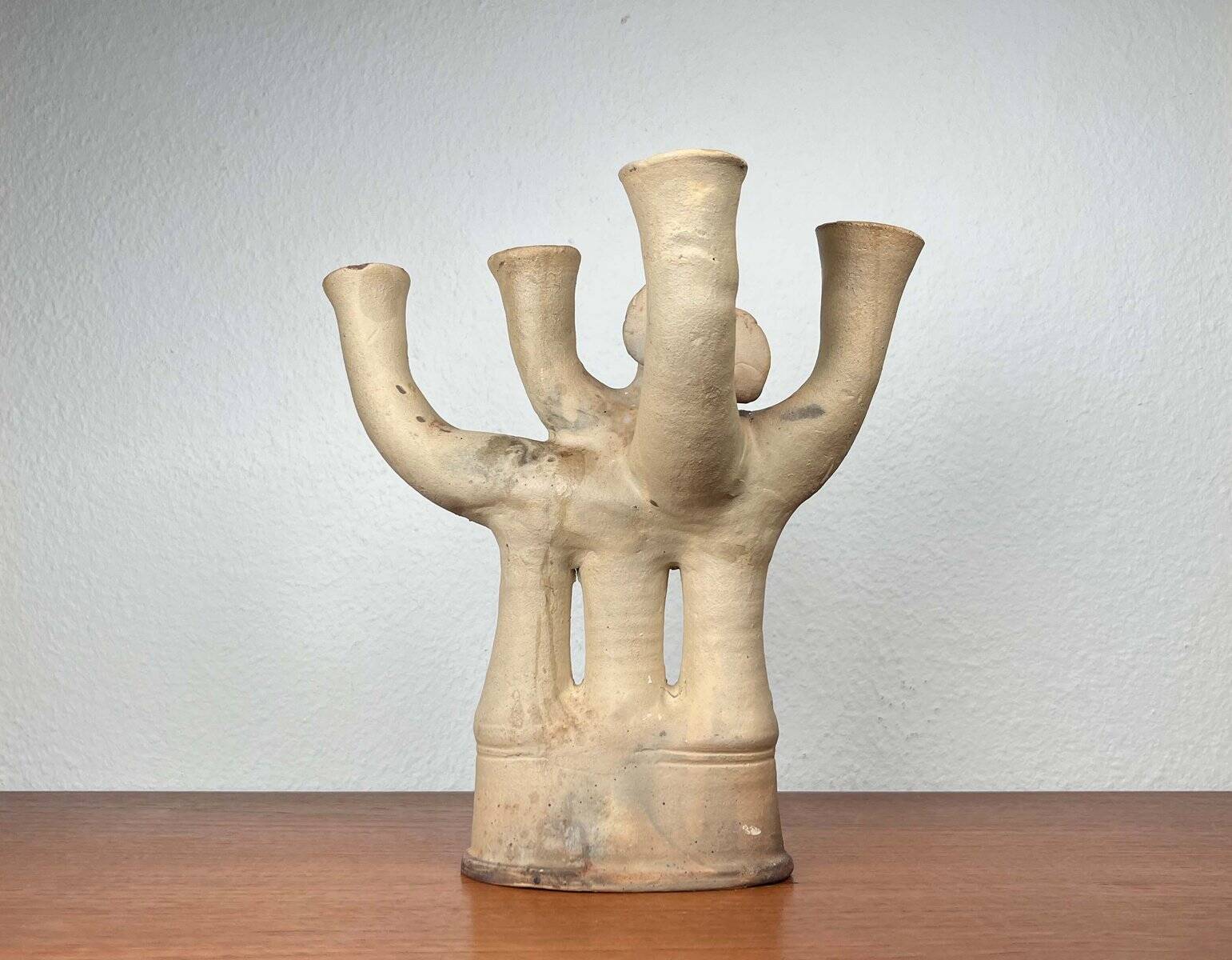 German Studio Pottery Sculptural Candleholder from Hans Fischer, 1980s