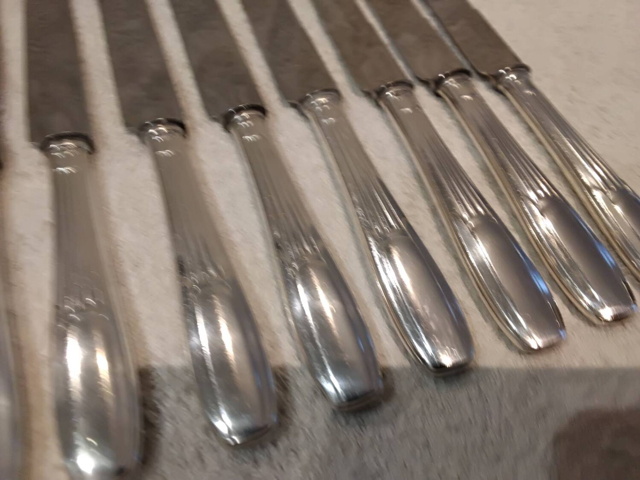 12 dessert knives with silver metal handles, goldsmith SFAM art deco