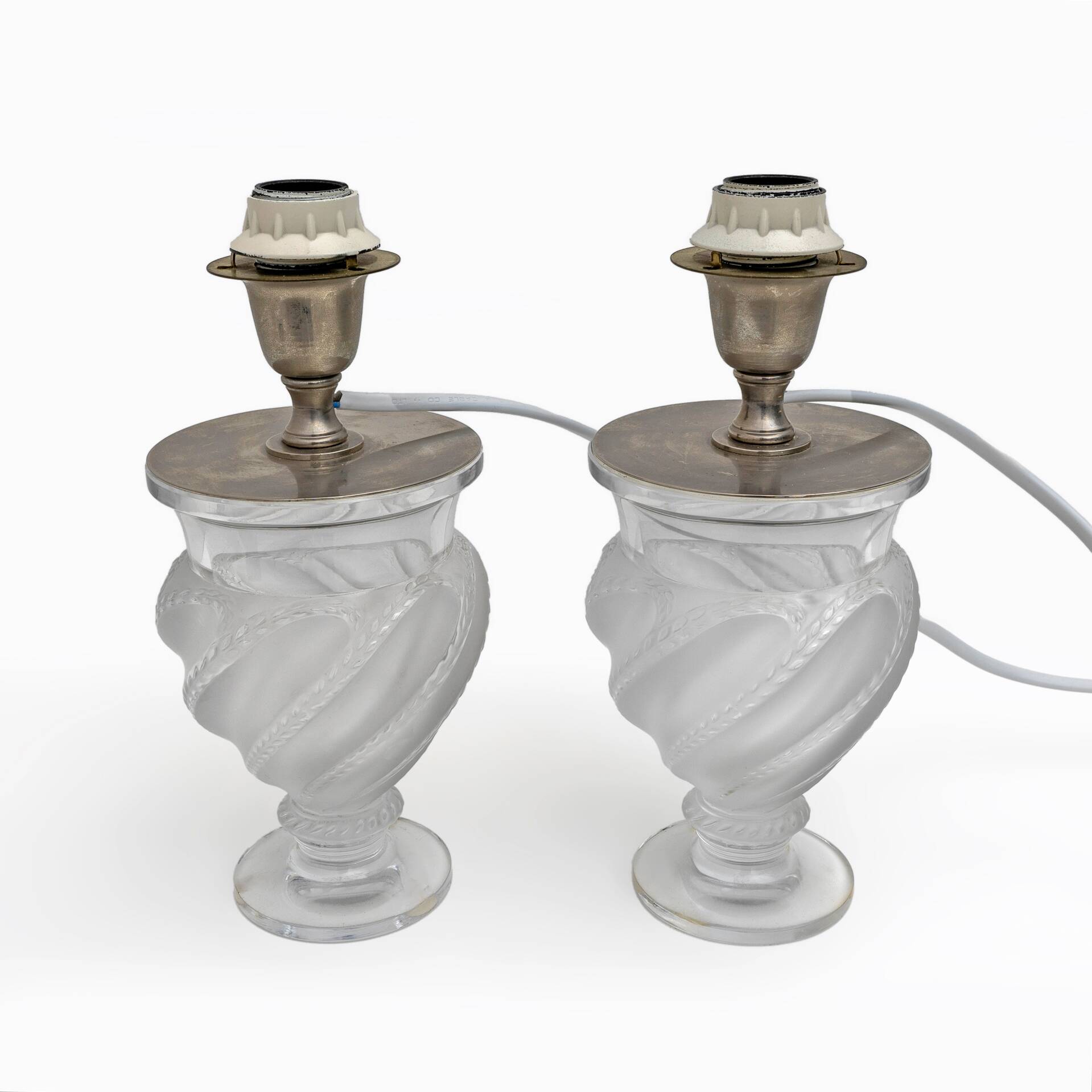 Pair of lamps "Ermenonville" signed Lalique - Crystal, vintage 1960s