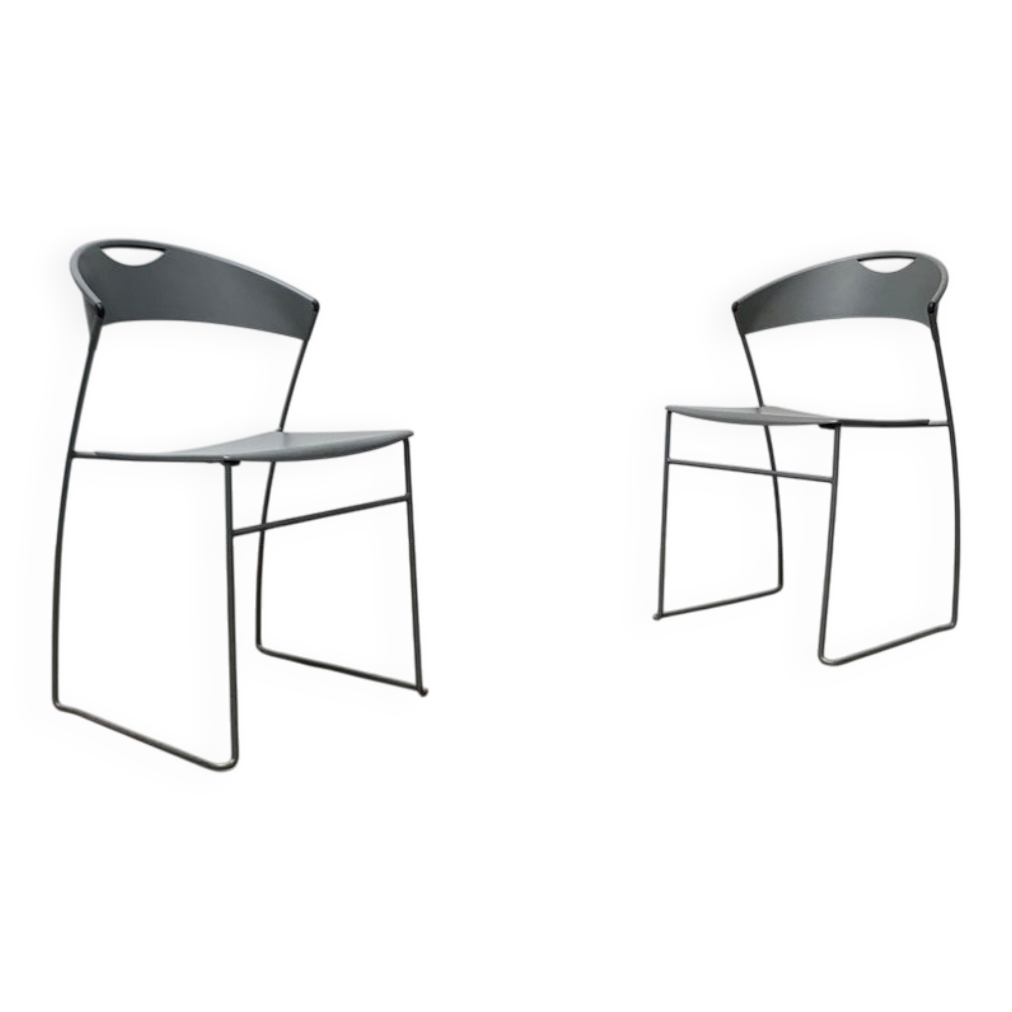 Set of stackable chairs model Juliette in postmodern Italian metal by Hannes Wettstein for Cerruti Baleri, 1980s.