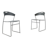 Ensemble de chaises empilables modèle Juliette en métal italien postmoderne par Hannes Wettstein pour Cerruti Baleri, années 1980.