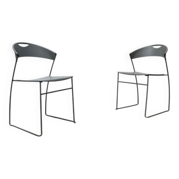 Set of stackable chairs model Juliette in postmodern Italian metal by Hannes Wettstein for Cerruti Baleri, 1980s.